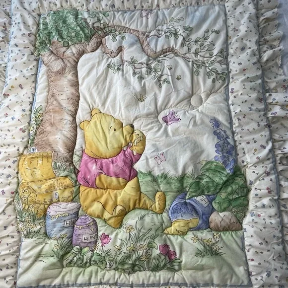 Vintage Disney Classic Honey Pot Winnie The Pooh Quilt Comforter Crib Toddler - Picture 2 of 14